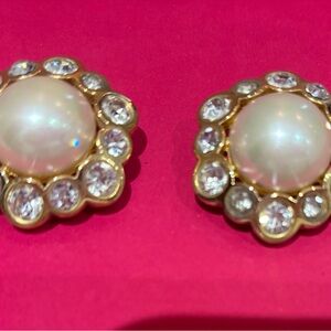 Vintage Christian Dior Gold and Cream Pearl Earrings